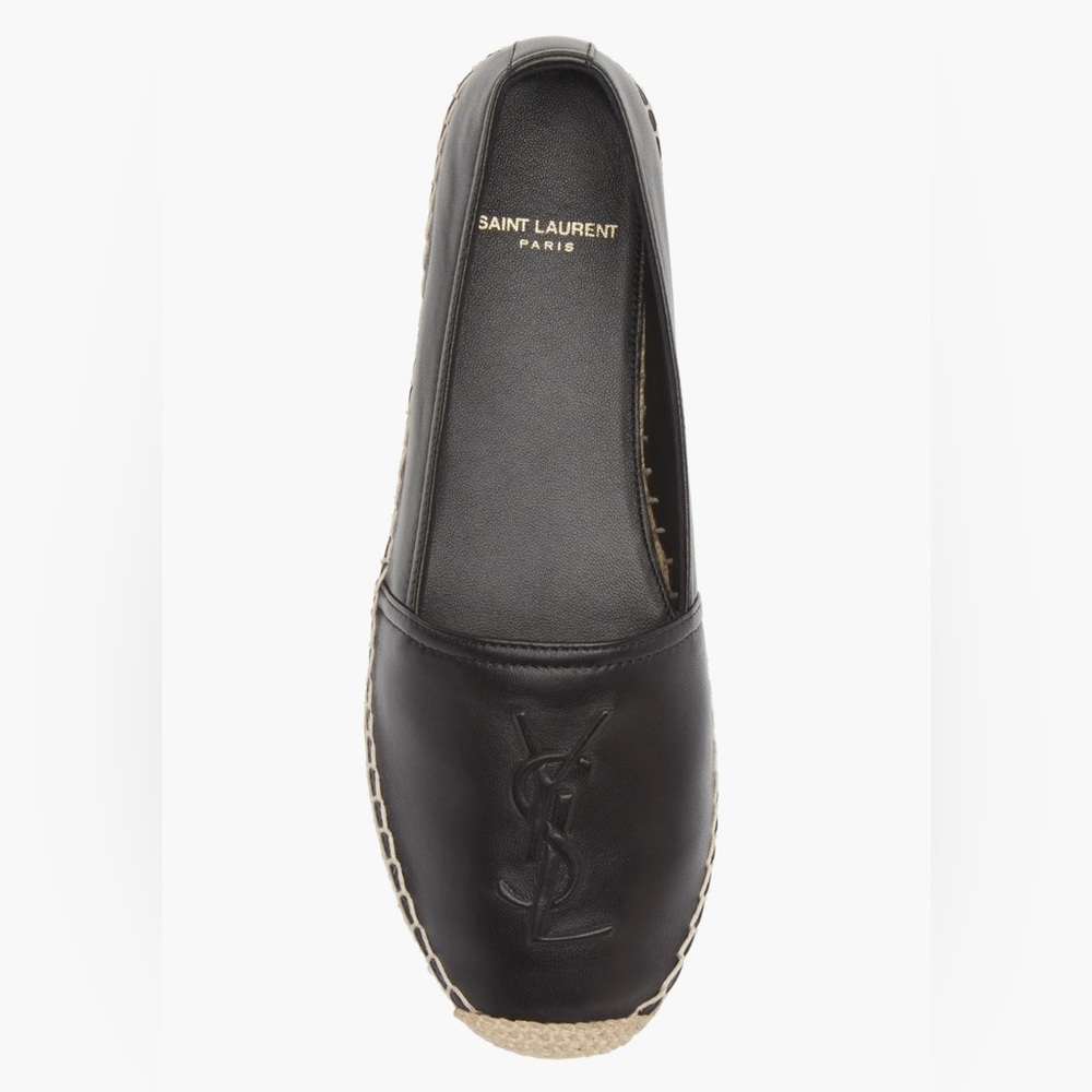 BNIB Authentic Saint Laurent Monogram Lambskin Espadrilles 40.5 Nero Black - Picture 2 of 11